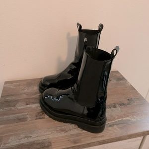 Black Slip on platform ankle boots